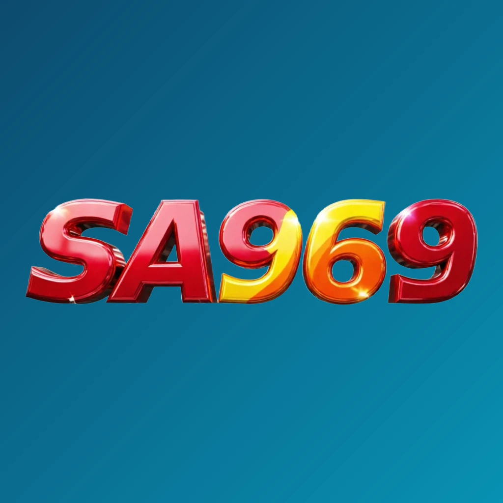 Vibrant SA969 logo with bold heavy typography in bright red, yellow, and orange colors featuring a glossy 3D effect, designed as a modern and energetic horizontal rectangular wordmark for website headers